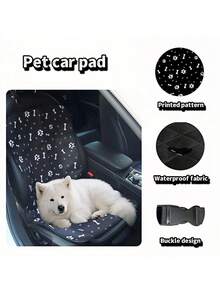 1 pieza Alfombrilla para mascotas impresa en tela Oxford resistente al agua y al desgaste, adecuada para asientos delanteros/traseros, almohadilla para mascotas de viaje al aire libre, cubierta de asiento de coche impermeable para mascotas, suministros para mascotas - Multicolor - Ver 3
