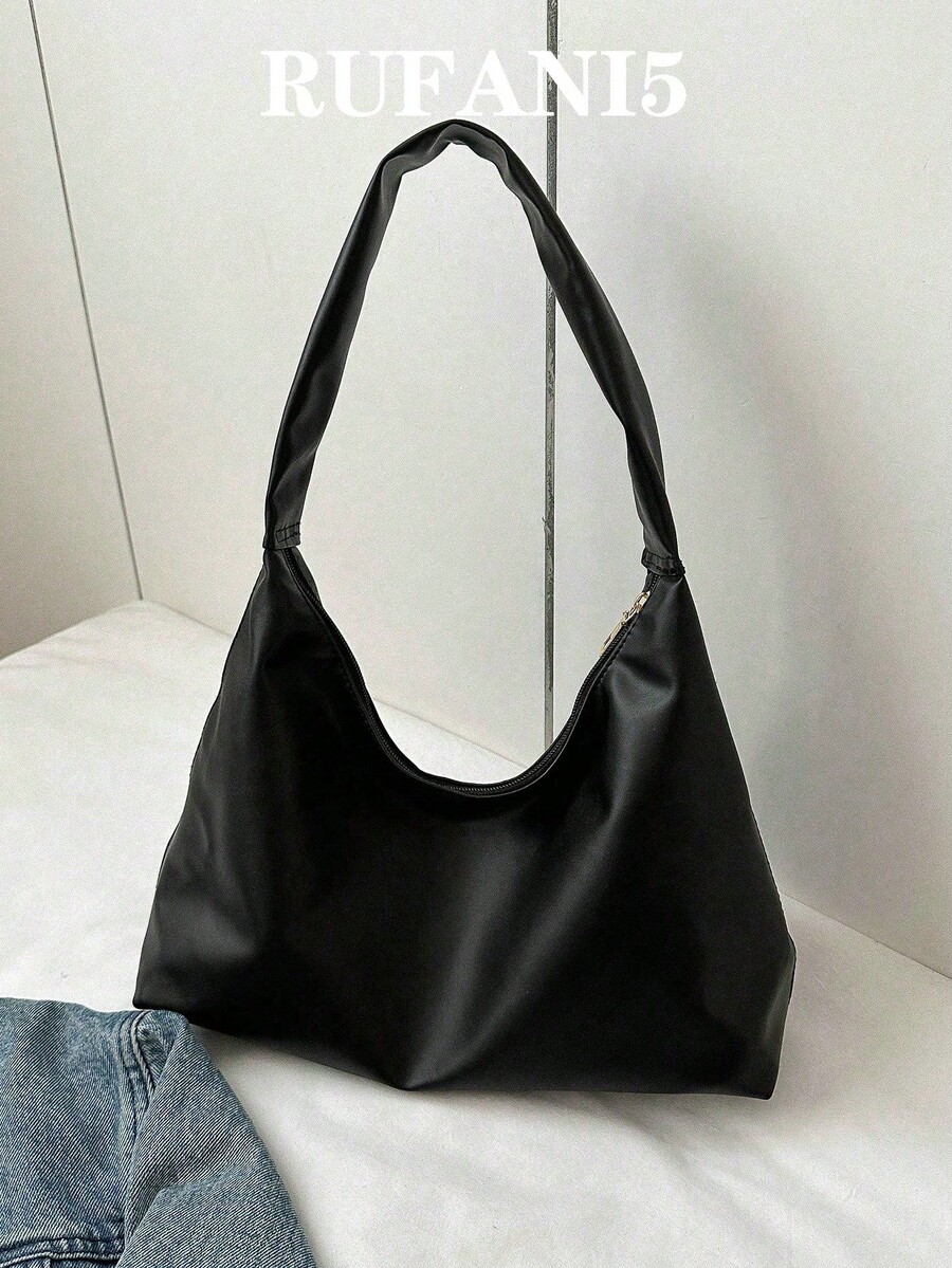 Elegant Minimalist Crescent Design Ladies Shoulder Handbag - Black - View 1