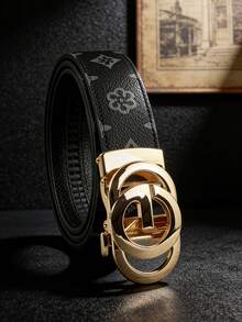 男士奢华商务真皮皮带一条，合金自动扣，印花皮带，适合日常穿着，是馈赠佳品。 - 彩色 - 查看 6