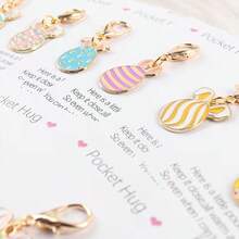 10个可爱迷你复活节兔子彩蛋钥匙扣，口袋拥抱魅力彩蛋和口袋拥抱卡片复活节钥匙圈，非常适合生日、复活节、母亲节、父亲节等特别场合，鼓励合成宝石，可爱迷你纪念品礼物 - 彩色 - 查看 7