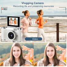 8倍数码变焦数码相机，适合Vlog拍摄，2.4英寸IPS屏幕，可充电，专业摄影相机，适合青少年使用，支持SD卡读卡器和OTG功能，4800万像素，是摄影、摄像和网络摄像头使用的理想之选，是世界杯、情人节、新年、开斋节、生日、派对的完美礼物 - 彩色 - 查看 6