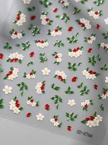 1片装 5D果冻白百合花美甲贴纸 牡丹玫瑰山茶花绿叶浮雕美甲贴花 春季精致美甲装饰贴纸 - 綠色 - 查看 5