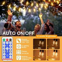 49 Ft /98 Ft Multifunctional Light String, Solar LED Outdoor Light String, Earthquake Resistant ST38 Bulb, 8-Mode, Dimmable And Connectable, Warm White, Suitable For Gardens, Porches, Terraces, Backyards, Bars, Weddings And Christmas Gifts(IP 65) - 1PC Solar Bubble Ball - View 6