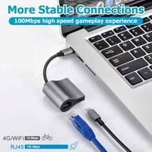 Adaptador de red Ethernet Lightning a RJ45 compatible con red Ethernet de 10/100 Mbps con puerto de carga Lightning compatible con iPhone 14 13 12 11/iPad - plateado - Ver 4