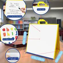 hoojojo 一套可折叠手持式毛毡磁性白板，适用于儿童、教育辅助工具、教师辅助工具和学习用品，立式三角形展示板，返校教室家庭适用 - 彩色 - 查看 5