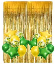 Kit Of 20 Balloons + 2 Curtains For Parties And Decorations Related To The Brazil World Cup. - 金色 - 查看 1