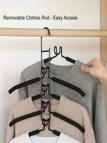 1pc 5-Tier Heavy Duty Closet Organizer Rack, Space Saving Clothes, Pants Hanger, Multi-Function Hanging Garment Display Rack, Wardrobe Accessory Storage Rack For Tie, Scarf, Camisole, Bra, Dress, Pants, Jeans, Suit, T-Shirt, Skirt, Suitable For Dorm/Home Use - Multicolor - View 6