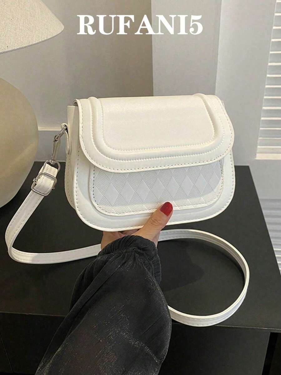 Ladies' Plaid Pattern Mini Crossbody Bag - White - View 1