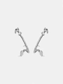 18K镀金925纯银优雅奢华独特水滴形锆石耳环，女士日常佩戴 - Zircon Earrings - 查看 3