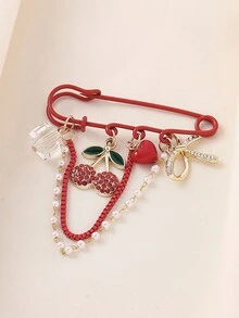 1 chiếc trâm cài áo trái cây pha lê hình quả anh đào đính đá phong cách đồng quê thanh lịch dành cho nữ, thích hợp cho ba lô, quần áo, quà tặng sinh nhật hoàn hảo, tiệc tùng, quán bar, tiệc chiêu đãi, đi làm, du lịch, mặc hàng ngày - Đỏ - Xem 7