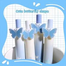 34件套（4支笔+30支笔芯）治愈系蓝白渐变高品质蝴蝶按压式中性笔，0.5mm流畅墨水，柔软防滑笔握，适合学生和考试使用，可爱文具礼品 - 夢蝶4+30筆芯 - 查看 5