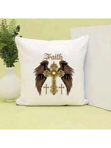 1pc/2pcs/3pcs Gold Cross Wing Heat Transfer Vinyl Stickers, Durable Waterproof Vinyl, Suitable For DIY T-Shirts, Jeans, Backpacks, Pillows, Fabric Applique DIY - L - View 7