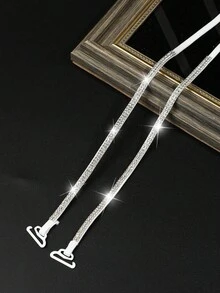 2/4pcs Multi-Color Rhinestone Bra Straps, Shiny Non-Slip Elastic Straps, Suitable For Off-Shoulder Dresses - Multicolor - View 3
