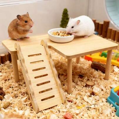 1pc Wooden Hamster Climbing Platform, Seesaw Toy For Small Pets, Multipurpose Platform For Resting And Playing, Suitable For Hamsters, Mice, Gerbils And Other Small Pets