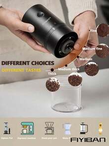 LEVIATECH 1pc USB Rechargeable Electric Coffee Grinder, Compact Portable Coffee Grinder With Professional Ceramic Grinding Core And Adjustable Grind Settings, Suitable For Home, Office, Travel, School And More - HB-985 - Xem 4