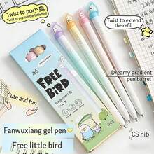 4 piezas Bolígrafos con forma de pájaro neutros y lindos, con Body giratorio de calidad, punta de bolígrafo de 0.5 mm, bolígrafos de secado rápido para estudiantes, útiles escolares esenciales, regalo, regalo del Día de San Valentín - La punta del pájaro - Ver 7