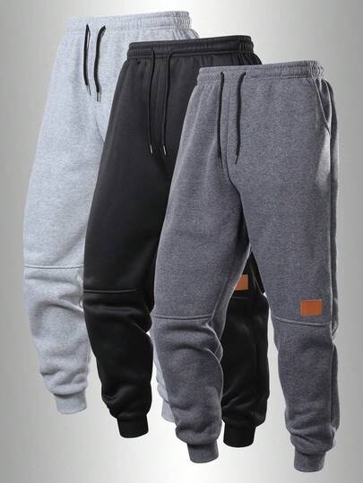 Men's Casual Sports Pants, With Adjustable Drawstring, Side Pockets And Logo Design, Suitable For Fitness, Running, Training And Daily Wear