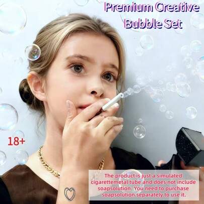 1 pieza Varilla de burbujas con forma de cigarrillo para alivio del estrés de las mujeres (líquido de burbujas no incluido), soplador de burbujas con forma de cigarrillo, palito de burbujas manual mini, creador de ambiente de fiesta, accesorio de burbuja divertido - Adecuado para bodas, fiestas, fotografía y ocasiones especiales - Suministros para fiestas temáticas y accesorios para eventos, regalo del Día de San Valentín, relleno de recuerdos de fiesta, Pascua