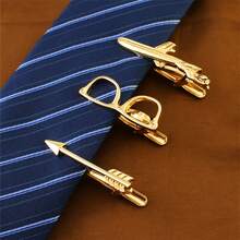 1pc Punk Style Personalized Gold-Tone Tie Clip, Suitable For Men's Formal Occasions - Gold - View 1