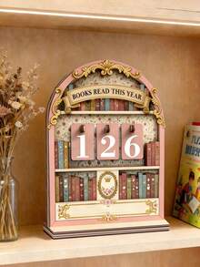 2D Retro Book Reading Tracker, Annual Book Counting Ornament - This Year'S Reading Tracker Can Track Up To 999 Books. Diy With A Base. Ideal For Office Books, Modern Books, Sturdy Structures, Bookshelf Decorations, Book Lovers' Gifts, Book Display And Storage, Bookshelf Counter Displays, And Reading Challenge Gifts. Suitable For Readers, Teachers, Writers, And Book Enthusiasts, Book Lover Gifts, World Book Day Gift Office Desk Accessories Desk Accessories Office Supplies Office Decor - Multicolor - View 4