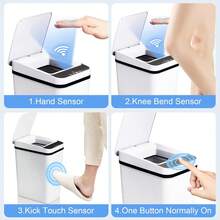 2pcs Non-Contact Automatic Sensor Trash Can, 1.81 Inch Height, Compact Slim Smart Electric Garbage Bin For Bedroom, Office And Kitchen. Sensor Trash Can Suitable For Kitchen, Bathroom, Bedroom, Laundry Room, Office And RV. Plastic Trash Can/Kitchen Trash Can/Office Trash Can/Bathroom Trash Can. Christmas And Halloween Home Decor, No Obstruction Above When In Use. - Multicolor - View 11