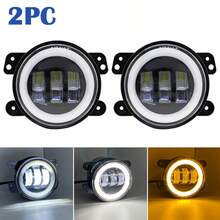 60W 4 Inch LED Fog Lights With White Halo Ring DRL Amber Turn Signal Lamp For JK TJ LJ Dodge Chrysler - A - View 7