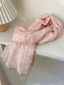 1pc New Women's Solid Color Striped Linen Jacquard Scarf, Fashionable And Elegant Polka Dot Shawl, Can Be Used As Headscarf, Daily/Evening Dress Accessory, Travel Sun Protection Shawl, Also Suitable As Holiday Gift - Scarf - View 14