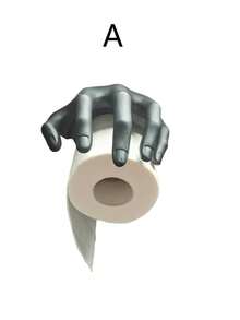 A Creative Black Hand-Shaped Wall-Mounted Toilet Paper Holder, Self-Adhesive And Easy To Install, Making It A Hygienic Bathroom Accessory. - Multicolor - View 2