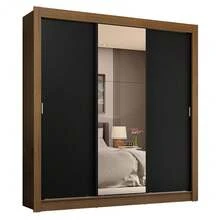 Ropero Closet Madesa 3 Puertas 1 Espejo Color Marrón y Negro 01 - Marrón y Negro - Ver 2