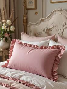 Set Of 2 Luxury Ruffled Cushion Covers 30x50cm For Decoration - Rosa vieja - Ver 1