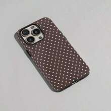 Pink & Brown Polka Dot Phone Case, Cute Y2K Style. Compatible With IPhone 17, 16, 15, 14, 13, 12, 11 Pro Max Plus Models - 款式1(1pc) - 查看 4