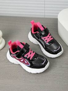 1 Pair Girls' Colorblock Comfortable Breathable Versatile Lightweight Outdoor Sports Shoes, Fashion Casual Sneakers, Suitable For All Seasons - Black - View 4