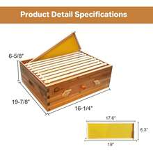 Kit de inicio de apicultura 10-Frame Langstroth Medium Super Box - Ventana de visualización de acrílico, madera de cedro recubierta con cera de abejas, juntas de cola de paloma, impermeable, fácil montaje, incluye marcos y fundaciones de cera - Marrón - Ver 2