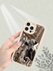 Western Highland Cow & Calf Phone Case, Aesthetic Country Style Bull Graphic With Paisley Pattern, Shockproof Protective Soft Cover Compatible With IPhone 17/16/15/14/13/12/11/7/X Pro Max Plus - trắng - Xem 5