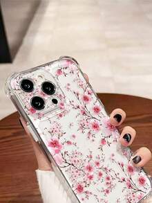 1pc Sakura Flower Pattern Phone Case, Compatible With IPhone/Smartphone, Waterproof, Shockproof, Scratch-Resistant - Clear - View 4