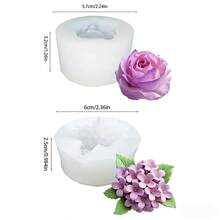 2件套3D玫瑰和丁香花硅胶模具，适用于树脂、蜡烛制作、手工蜡烛、树脂工艺品、肥皂、珠宝铸造、装饰品，适合情人节、婚礼和浪漫礼物；树脂艺术，精致花瓣，适合手工艺者；细腻的花卉纹理，优雅的花卉设计，适用于香薰蜡烛和手工装饰品。 - 2件模具/平玫+丁香 - 查看 7