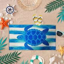 1条巨型海龟图案沙滩巾，加厚防沙，柔软毛巾材质，适合泳池和海滩使用，可作浴巾。 - c - 查看 5