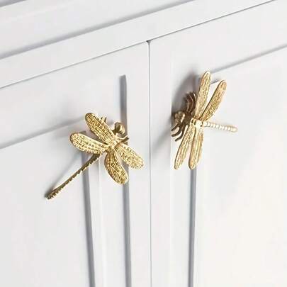 1pc Dragonfly Shaped Cabinet Door/Drawer Pull Handle, Luxury Cabinet Decor Pull, Suitable For Cabinets, Drawers, Home Decor, Household Essential
