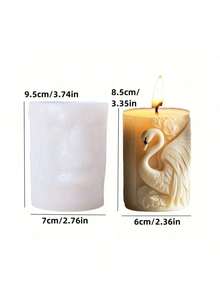 Elegant Swan Embossed Cylinder DIY Candle Silicone Mold - White - View 2