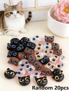 1/2/7/10/20/30/50颗装 多色可爱大眼睛小黑猫树脂珠，适用于DIY手链项链首饰制作材料 - 貓咪 - 查看 23