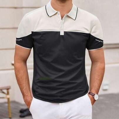 2026 Nueva Camisa Polo Deportiva Casual para Hombres, Cuello de Color Contrastante, Manga Corta, Tela de Alta Calidad, Corte Slim, Versátil para Múltiples Ocasiones