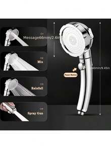 High Pressure Shower Head, Super Strong Water Pressure Shower Head, Suitable For Shower, Rain Shower, Water Heater, Bathtub Faucet, Handheld Shower Head - Shower Head - View 7
