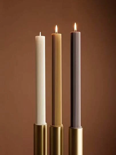 European-Style Fine Striped Long Stick Candle Molds For Making Decorative Candles, Atmosphere Dinner Candles And Holiday Candles