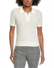 Elie Tahari Collar Rib Cashmere Polo Sweater - White - View 1