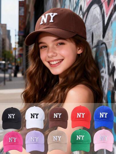 1/2/3 Pieces NY Embroidered Baseball Cap For Kids, Y2K Style Boys Girls Youth Teenagers Hat, Soft Lightweight Breathable Adjustable Sun Protection Outdoor Hat, Suitable For Travel Hiking Cycling, Holiday Birthday Valentines Day Gift