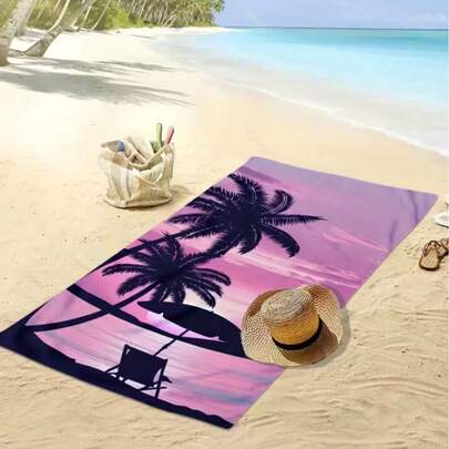 1pc 70.9x35.4 Inch Extra Large Thin Hawaiian Beach Towel, Lightweight Anti-Sand Super Absorbent Quick Dry Fiber Beach Towel, Suitable For Travel, Yoga, Camping