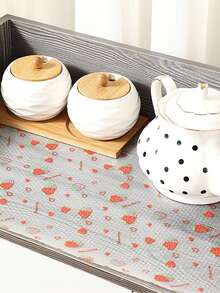1roll Strawberry Pattern Kicthen Drawer Liner, 11.8*39.4inch Shelf Liner, Transparent Heart Strawberry Pattern Cabinet Liner, Waterproof And Oil-Proof Kitchen Accessories, Suitable For Desk Mat, Kitchen Decor, Fridge Organizer, Refrigerator Cover, Shelf Cover, Kitchen Decor, Kitchen Accessories. - Multicolor - View 7