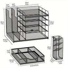 Aimall Office File Rack Storage Rack, Multi-Layer Desktop Storage Rack, Office Supplies File Storage Rack - Black - View 2