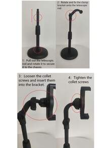 1 حامل هاتف ثلاثي القوائم قابل للتعديل ومقاوم للماء من ABS، حامل هاتف لتسجيل الفيديو والبث المباشر، حامل بدون استخدام اليدين، (خطوات التركيب موجودة في فيديو الصفحة)، هدية، إكسسوار (سيتم شحن نمط عشوائي) - الأسود - مشاهدة 5
