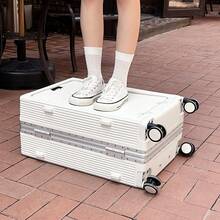 (20/24lnch)Aluminum Frame Carry On Luggage With Cup Holder ,Mobile Phone Stand And Usb Port, Front Compartment, TSA Lock,Airline Approved Carry-On Hardside Suitcase Spinner Wheels - Multicolor - View 11